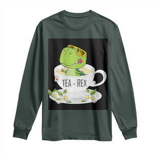 Funny Dinosaur Tea Rex Long Sleeve Shirt TS09 Dark Forest Green Print Your Wear