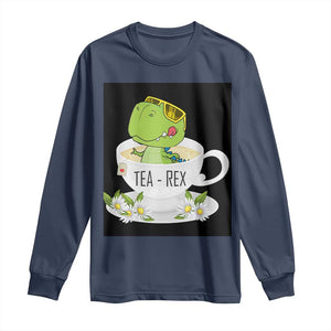 Funny Dinosaur Tea Rex Long Sleeve Shirt TS09 Navy Print Your Wear