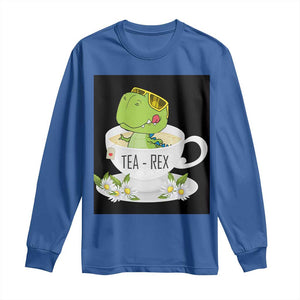 Funny Dinosaur Tea Rex Long Sleeve Shirt TS09 Royal Blue Print Your Wear