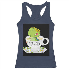 Funny Dinosaur Tea Rex Racerback Tank Top TS09 Navy Print Your Wear