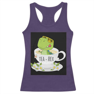 Funny Dinosaur Tea Rex Racerback Tank Top TS09 Purple Print Your Wear