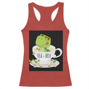 Funny Dinosaur Tea Rex Racerback Tank Top TS09 Red Print Your Wear