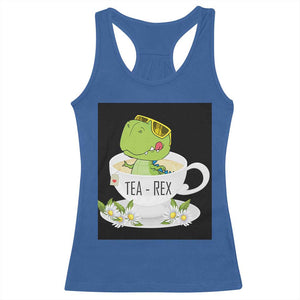 Funny Dinosaur Tea Rex Racerback Tank Top TS09 Royal Blue Print Your Wear