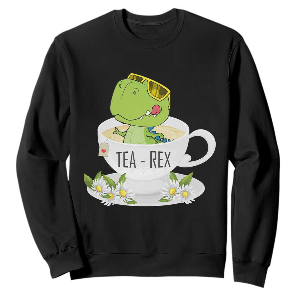 Funny Dinosaur Tea Rex Sweatshirt TS09 Black Print Your Wear