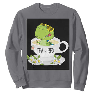 Funny Dinosaur Tea Rex Sweatshirt TS09 Charcoal Print Your Wear