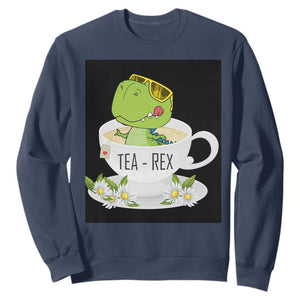 Funny Dinosaur Tea Rex Sweatshirt TS09 Navy Print Your Wear