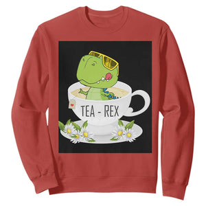 Funny Dinosaur Tea Rex Sweatshirt TS09 Red Print Your Wear