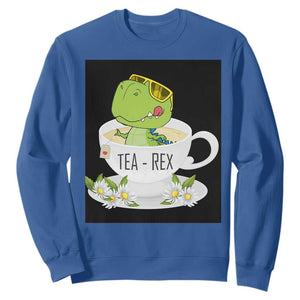 Funny Dinosaur Tea Rex Sweatshirt TS09 Royal Blue Print Your Wear