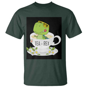 Funny Dinosaur Tea Rex T Shirt TS09 Dark Forest Green Print Your Wear