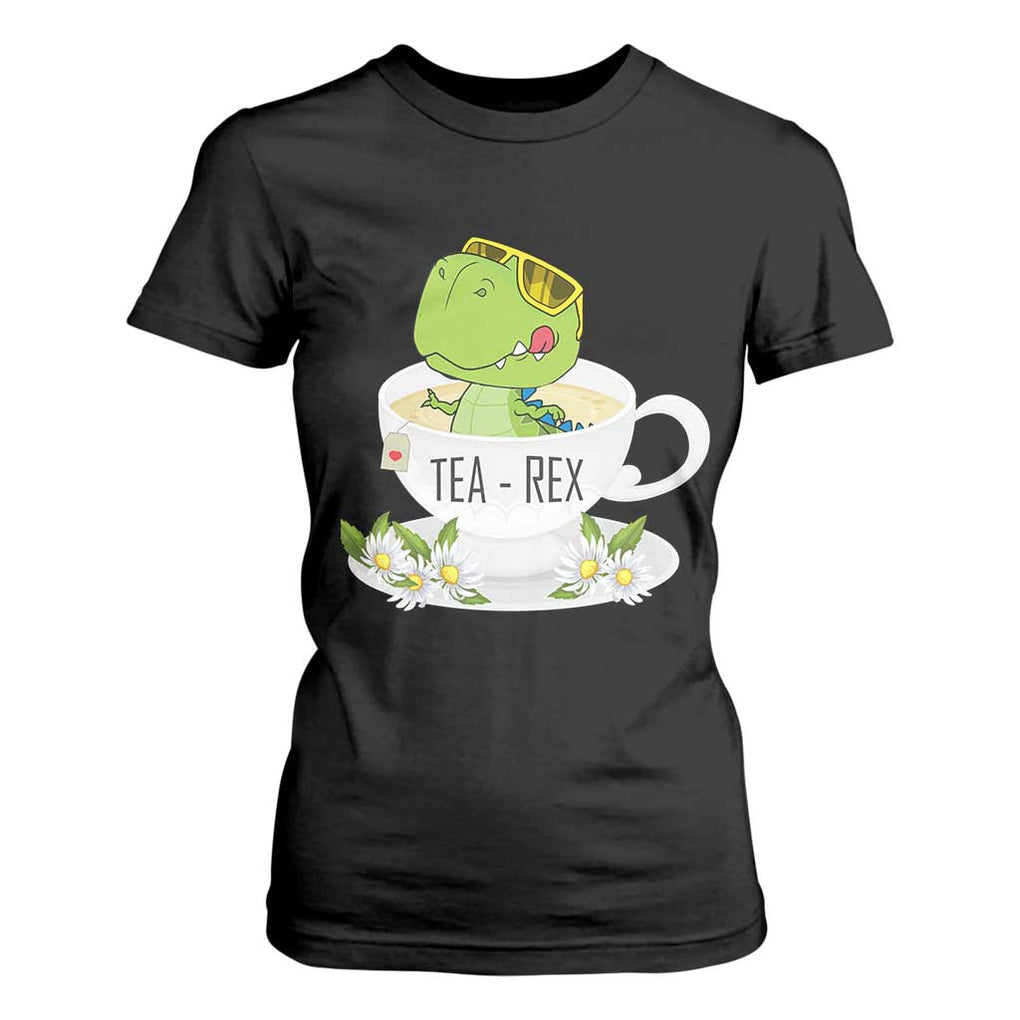 Funny Dinosaur Tea Rex T Shirt For Women TS09 Black Print Your Wear