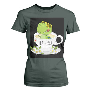 Funny Dinosaur Tea Rex T Shirt For Women TS09 Dark Forest Green Print Your Wear