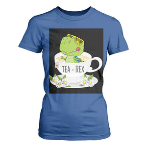 Funny Dinosaur Tea Rex T Shirt For Women TS09 Royal Blue Print Your Wear