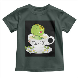 Funny Dinosaur Tea Rex Toddler T Shirt TS09 Dark Forest Green Print Your Wear