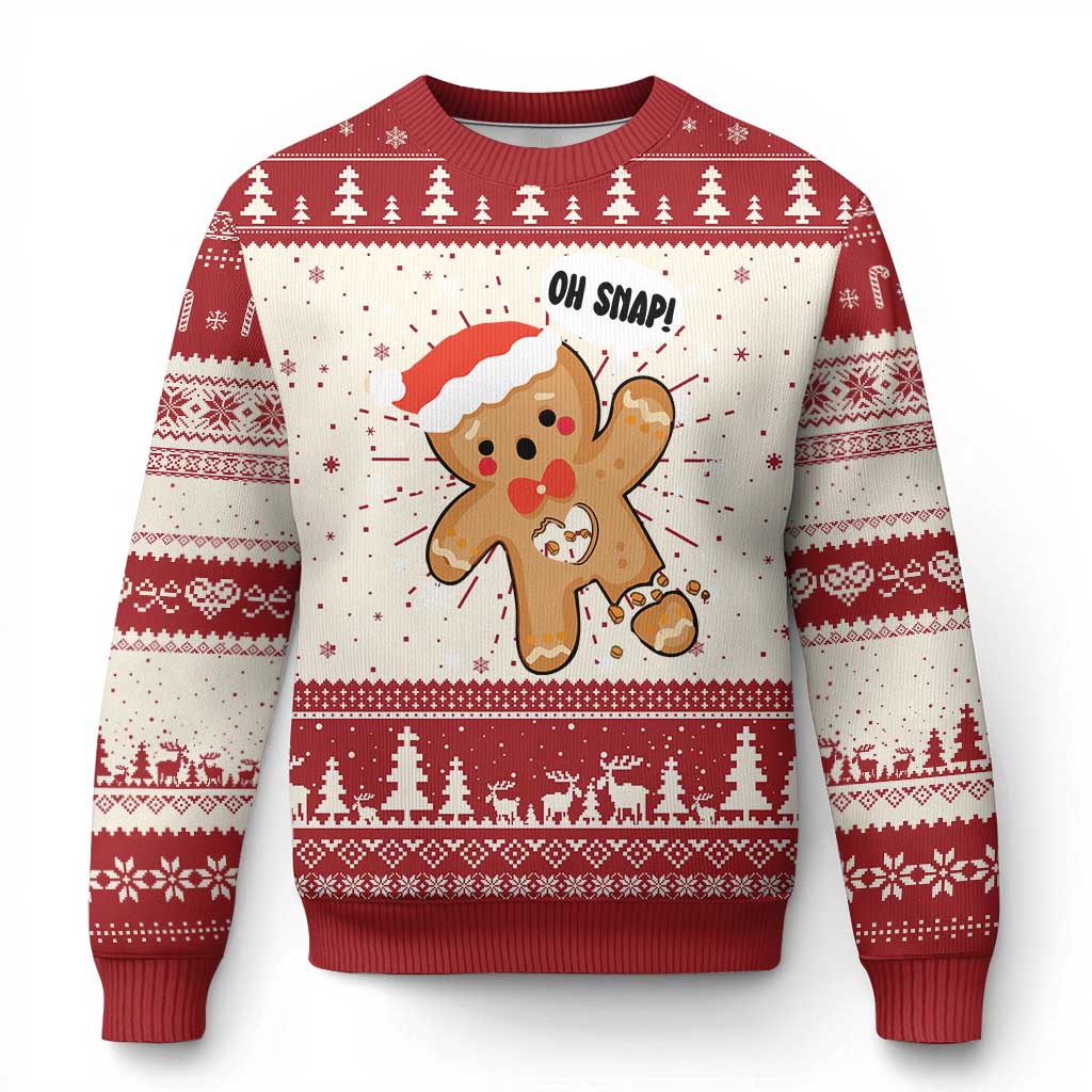 Funny Xmas Ugly Christmas Sweater Op Snap Gingerbread Broken Heart TS09 Red Print Your Wear