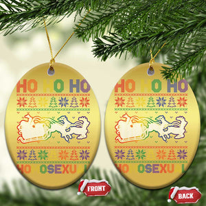 Funny Xmas LGBT Christmas Ornament Ho Ho Ho Homosexual TS09 Oval Gold Print Your Wear