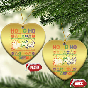 Funny Xmas LGBT Christmas Ornament Ho Ho Ho Homosexual TS09 Heart Gold Print Your Wear