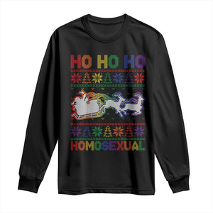 Funny Christmas LGBT Long Sleeve Shirt Ho Ho Ho Homosexual TS09 Black Print Your Wear