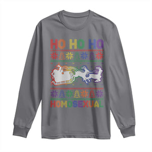 Funny Christmas LGBT Long Sleeve Shirt Ho Ho Ho Homosexual TS09 Charcoal Print Your Wear