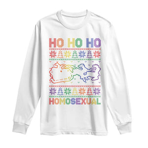 Funny Christmas LGBT Long Sleeve Shirt Ho Ho Ho Homosexual TS09 White Print Your Wear