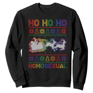 Funny Christmas LGBT Sweatshirt Ho Ho Ho Homosexual TS09 Black Print Your Wear