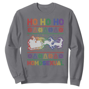 Funny Christmas LGBT Sweatshirt Ho Ho Ho Homosexual TS09 Charcoal Print Your Wear