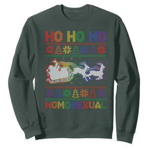 Funny Christmas LGBT Sweatshirt Ho Ho Ho Homosexual TS09 Dark Forest Green Print Your Wear