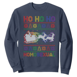 Funny Christmas LGBT Sweatshirt Ho Ho Ho Homosexual TS09 Navy Print Your Wear