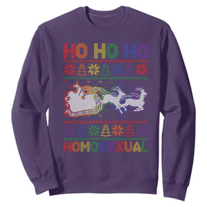 Funny Christmas LGBT Sweatshirt Ho Ho Ho Homosexual TS09 Purple Print Your Wear