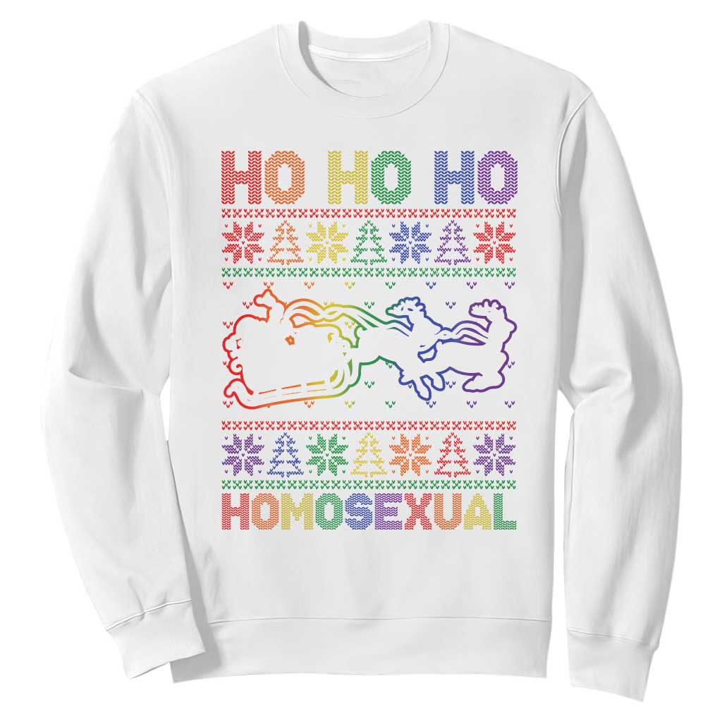 Funny Christmas LGBT Sweatshirt Ho Ho Ho Homosexual TS09 White Print Your Wear