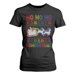 Funny Christmas LGBT T Shirt For Women Ho Ho Ho Homosexual TS09 Black Print Your Wear