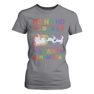 Funny Christmas LGBT T Shirt For Women Ho Ho Ho Homosexual TS09 Charcoal Print Your Wear