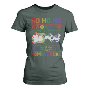 Funny Christmas LGBT T Shirt For Women Ho Ho Ho Homosexual TS09 Dark Forest Green Print Your Wear