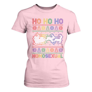 Funny Christmas LGBT T Shirt For Women Ho Ho Ho Homosexual TS09 Light Pink Print Your Wear