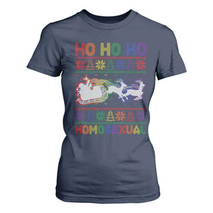 Funny Christmas LGBT T Shirt For Women Ho Ho Ho Homosexual TS09 Navy Print Your Wear