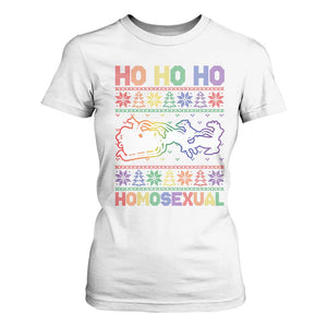 Funny Christmas LGBT T Shirt For Women Ho Ho Ho Homosexual TS09 White Print Your Wear