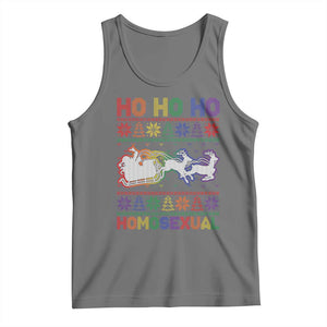 Funny Christmas LGBT Tank Top Ho Ho Ho Homosexual TS09 Black Heather Print Your Wear