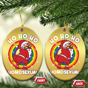 Funny Xmas LGBT Christmas Ornament Santa Ho Ho Ho Homosexual TS09 Oval Gold Print Your Wear