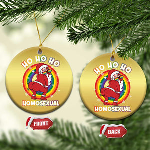 Funny Xmas LGBT Christmas Ornament Santa Ho Ho Ho Homosexual TS09 Circle Gold Print Your Wear