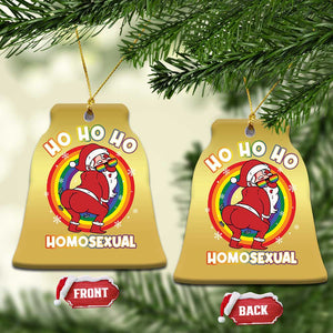 Funny Xmas LGBT Christmas Ornament Santa Ho Ho Ho Homosexual TS09 Bell Flake Gold Print Your Wear