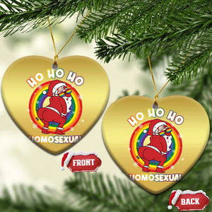 Funny Xmas LGBT Christmas Ornament Santa Ho Ho Ho Homosexual TS09 Heart Gold Print Your Wear