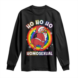 Funny Christmas LGBT Long Sleeve Shirt Santa Ho Ho Ho Homosexual TS09 Black Print Your Wear