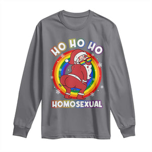 Funny Christmas LGBT Long Sleeve Shirt Santa Ho Ho Ho Homosexual TS09 Charcoal Print Your Wear