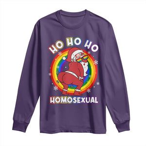 Funny Christmas LGBT Long Sleeve Shirt Santa Ho Ho Ho Homosexual TS09 Purple Print Your Wear