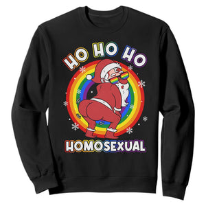 Funny Christmas LGBT Sweatshirt Santa Ho Ho Ho Homosexual TS09 Black Print Your Wear