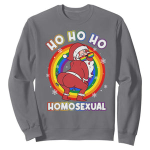 Funny Christmas LGBT Sweatshirt Santa Ho Ho Ho Homosexual TS09 Charcoal Print Your Wear