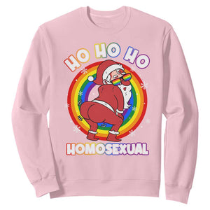 Funny Christmas LGBT Sweatshirt Santa Ho Ho Ho Homosexual TS09 Light Pink Print Your Wear