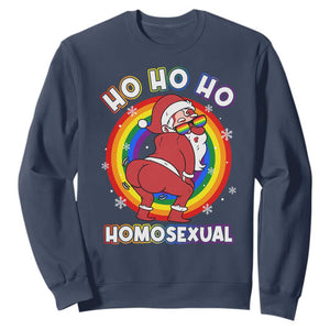 Funny Christmas LGBT Sweatshirt Santa Ho Ho Ho Homosexual TS09 Navy Print Your Wear