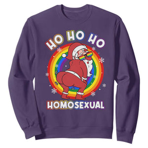 Funny Christmas LGBT Sweatshirt Santa Ho Ho Ho Homosexual TS09 Purple Print Your Wear