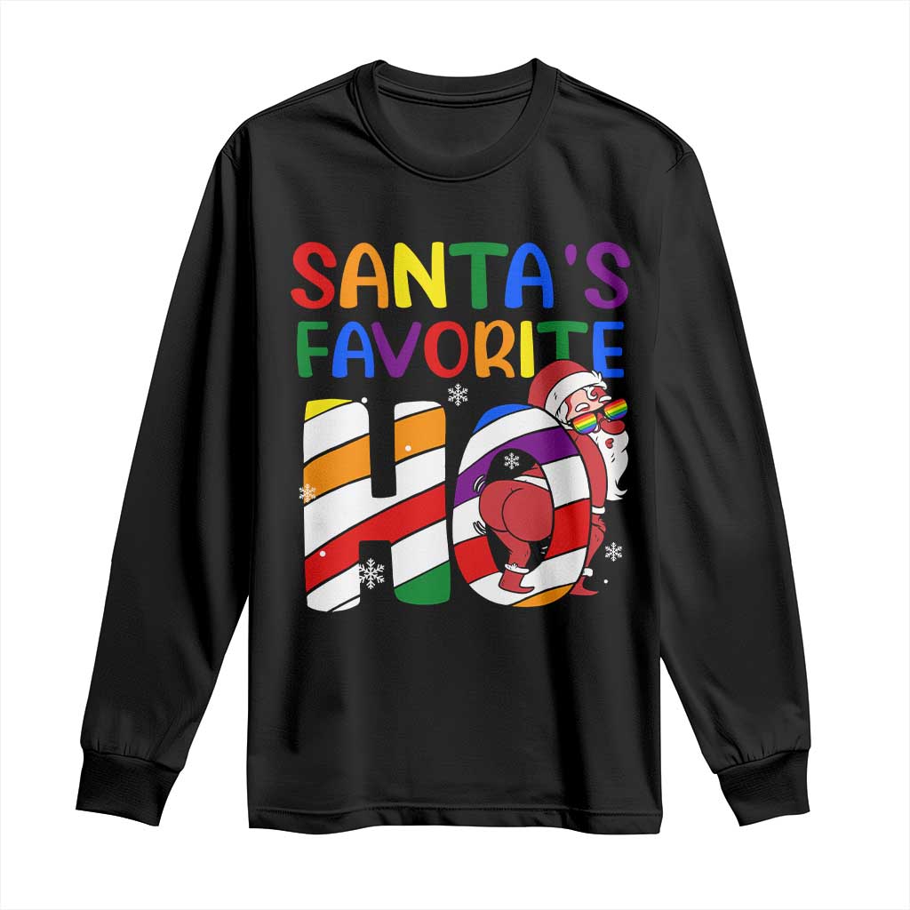 Funny Christmas LGBT Long Sleeve Shirt Santas Favorite Ho Rainbow TS09 Black Print Your Wear