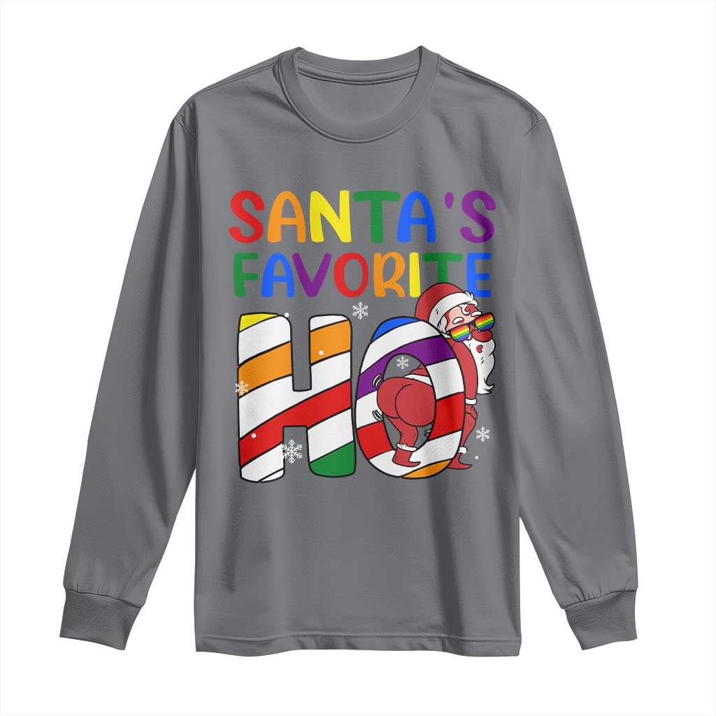 Funny Christmas LGBT Long Sleeve Shirt Santas Favorite Ho Rainbow TS09 Charcoal Print Your Wear
